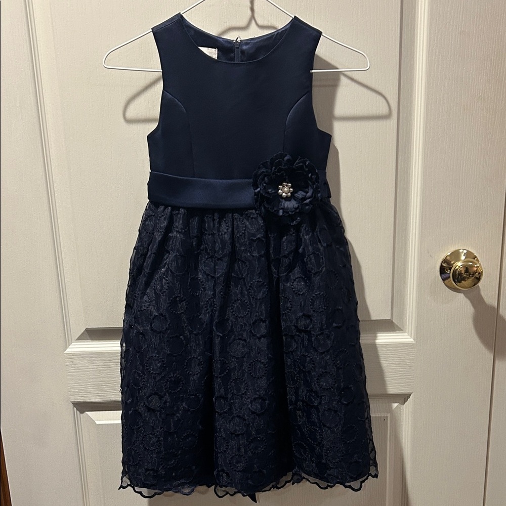 Elegant Navy Blue Holiday/Special Occasion Dress by American Princess, Sz 7
